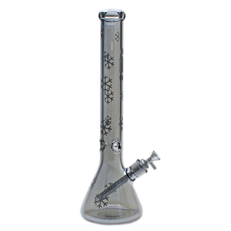 Glass Bong - 18" 7mm  Beaker Chrome Snowflake