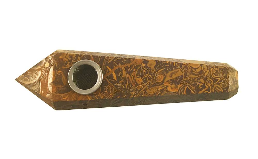 Gold Silk Jade Crystal Hand Pipe - Willow | H&F