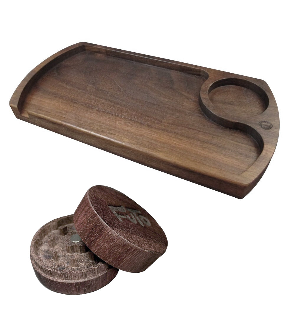 Rolling Tray w/Matching Wooden Grinder - Futo