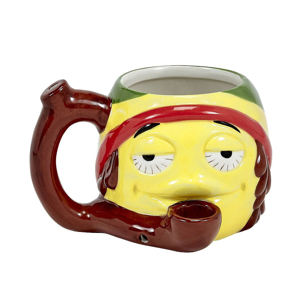 Ceramic Mug w/Pipe - Rasta Stoner Emoji | Premium Roast & Toast