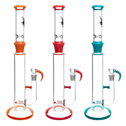 PULSAR 17.5" STRAIGHT TUBE W/ INLINE PERC, ICE PINCH & COLOR ACCENTS, ASSORTED COLORS